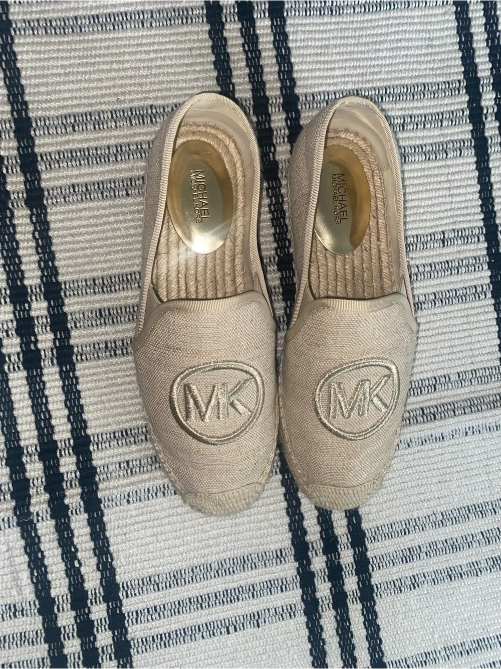 Michael Kors Natural Beige MK Embroidered Espadrilles